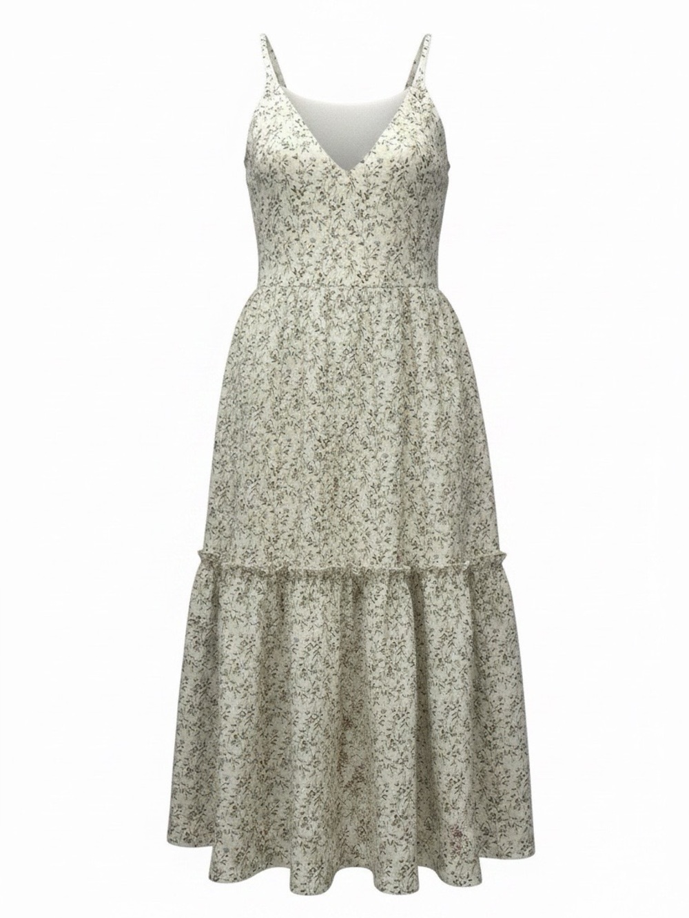 Hayden Los Angeles Floral Tiered Maxi Dress Sundress Cream Boho Slip Sz L Straps